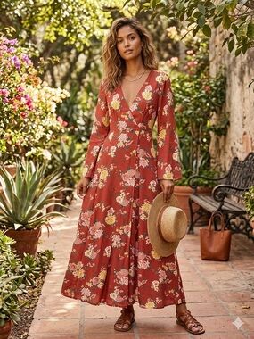 floral embroidered maxi dress forever 21 Print Wrap Satin maxi dress featuring an allover floral print Forever 21 Contemporary Floral Dress